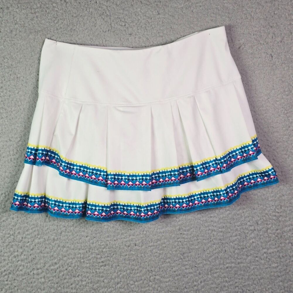 Lucky In Love Skort S White Striped Ruffle Hem Tennis Pickleball Golf Athleisure